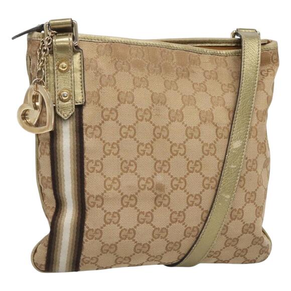 GUCCI GG Canvas Sherry Line Shoulder Bag Beige Black - Picture 1 of 16